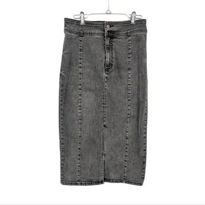Free People Maddie Denim Black Midi Pencil Skirt Perfect Fade Womens 30 Regular